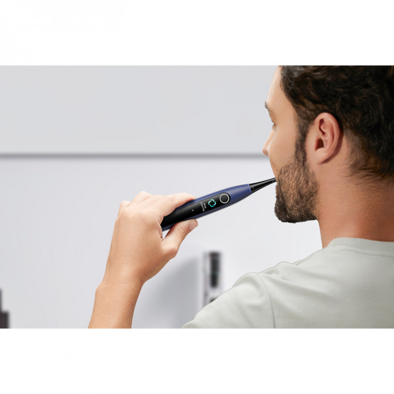 Електрическа четка за зъби Oclean X Lite Set, 72000 об/мин, 5 режима, Smart, Тъчскрийн, До 40 дни автономия, Отчитане на почистените зони, +Калъф, Тъмносин