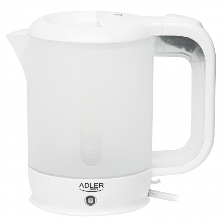 Електрическа кана Adler AD 1381, 900W, 0.5 л, 2 чаши и лъжичка, Защита от работа вода, Бял