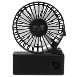 Преносим ръчен вентилатор Adler AD 7336, Сгъваем, 6.5 см, 46.2 dB, 2xAA, Перка наклонена под ъгъл 30 градуса, Черен