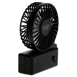 Преносим ръчен вентилатор Adler AD 7336, Сгъваем, 6.5 см, 46.2 dB, 2xAA, Перка наклонена под ъгъл 30 градуса, Черен