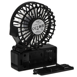 Преносим ръчен вентилатор Adler AD 7336, Сгъваем, 6.5 см, 46.2 dB, 2xAA, Перка наклонена под ъгъл 30 градуса, Черен