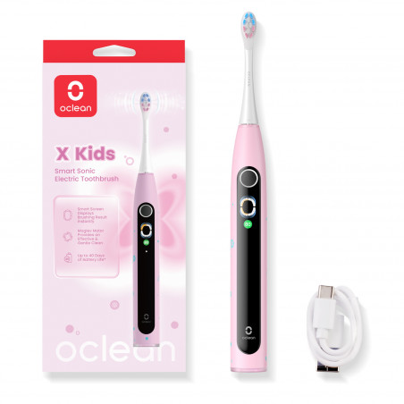 Детска електрическа четка за зъби Oclean X Kids, 2.5W, 72000 об/мин, 5 режима, Таймер, Автономия до 40 дни, Oclean OS, Type C, Розов