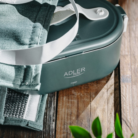 Електрическа кутия за обяд Adler AD 4522, 45W, 0.8 л, До 70C, Съд от неръждаема стомана, Термочанта, Зелен