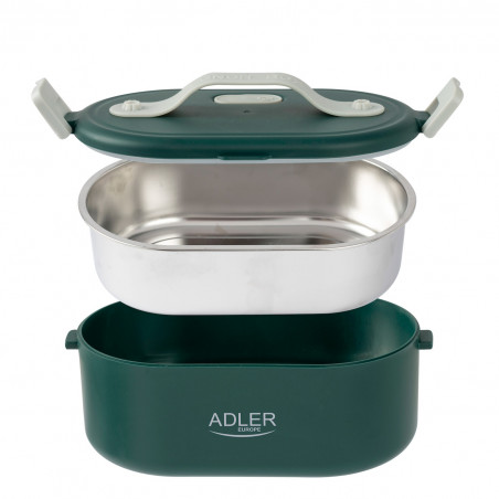 Електрическа кутия за обяд Adler AD 4522, 45W, 0.8 л, До 70C, Съд от неръждаема стомана, Термочанта, Зелен