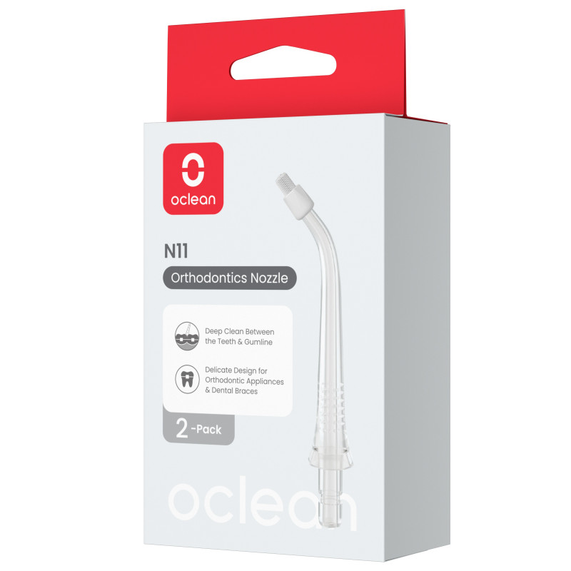 Комплект 2 бр накрайници за ортодонтия Oclean N11, Съвместим с W10, Дълбоко почистване, Прозрачен