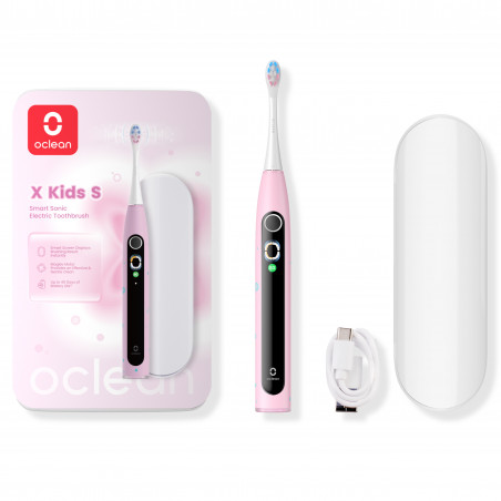 Детска електрическа четка за зъби Oclean X Kids Set, 2.5W, 72000 об/мин, 5 режима, Таймер, Автономия до 40 дни, Oclean OS, Type C, Калъф, Розов