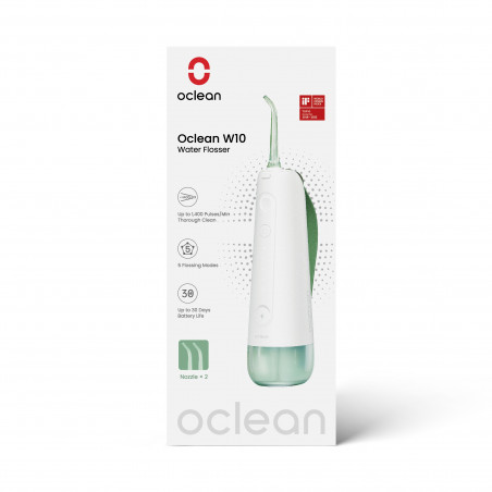 Зъбен душ Oclean W10, 5 режима, 2 накрайника, 200 мл, 1400 импулса в минута, IPX7, USB-C, Зелен