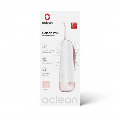 Зъбен душ Oclean W10, 5 режима, 2 накрайника, 200 мл, 1400 импулса в минута, IPX7, USB-C, Розов