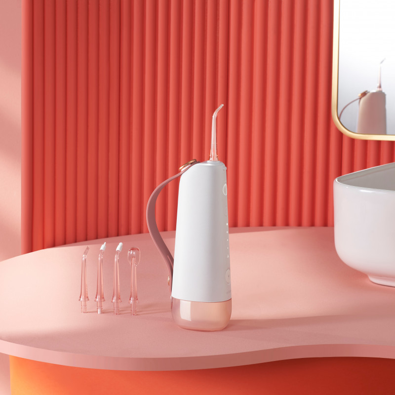 Зъбен душ Oclean W10, 5 режима, 2 накрайника, 200 мл, 1400 импулса в минута, IPX7, USB-C, Розов