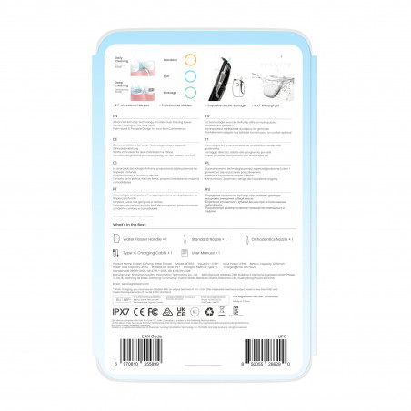 Зъбен душ Oclean AirPump A10, 3 режима, 2 накрайника, Автономия 40 дни, IPX7, USB-C, Сив