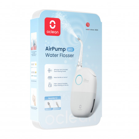 Зъбен душ Oclean AirPump A10, 3 режима, 2 накрайника, Автономия 40 дни, IPX7, USB-C, Сив
