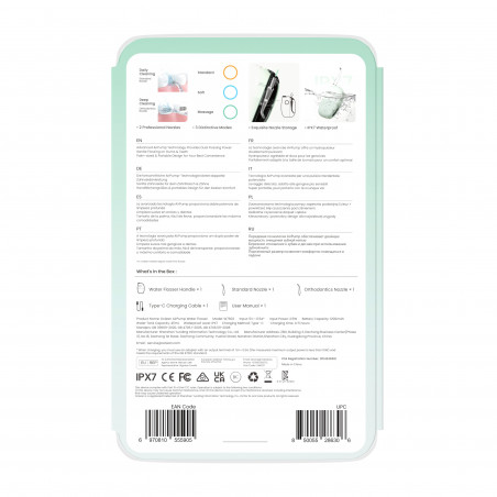 Зъбен душ Oclean AirPump A10, 3 режима, 2 накрайника, Автономия 40 дни, IPX7, USB-C, Зелен
