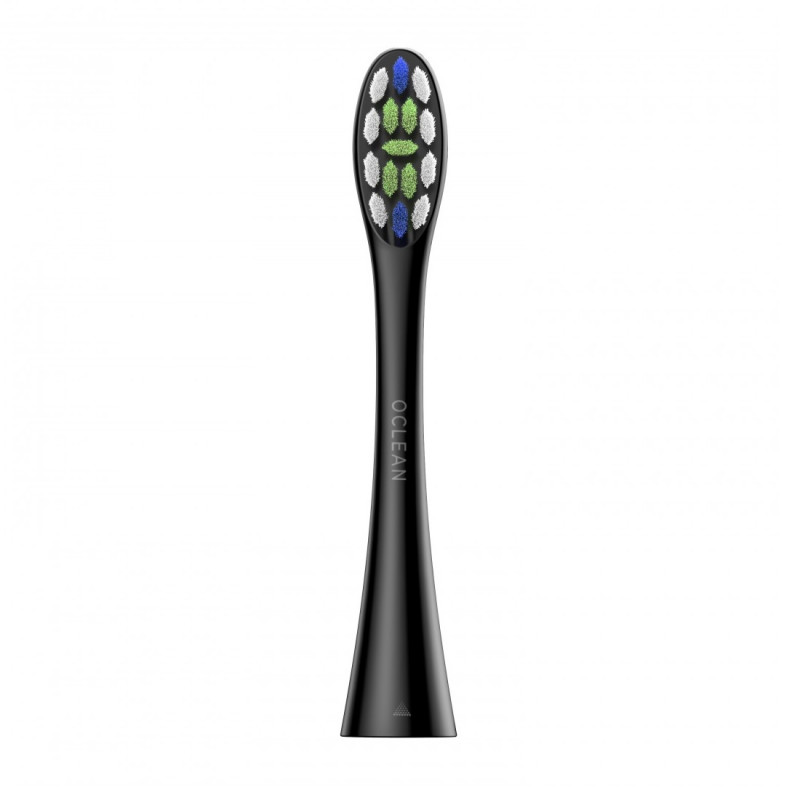 Комплект 2 бр резервни глави за електрическа четка за зъби Oclean Professional Clean Brush Head, Твърда, DuPont влакна, Грижа за езика, Черен