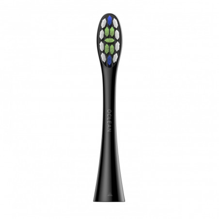 Комплект 2 бр резервни глави за електрическа четка за зъби Oclean Professional Clean Brush Head, Твърда, DuPont влакна, Грижа за езика, Черен
