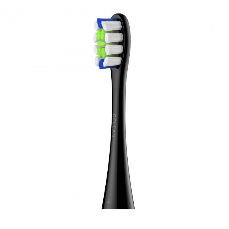Комплект 2 бр резервни глави за електрическа четка за зъби Oclean Professional Clean Brush Head, Твърда, DuPont влакна, Грижа за езика, Черен