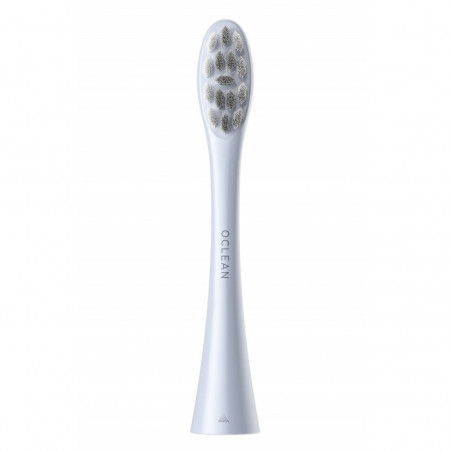 Комплект 2 бр резервни глави за електрическа четка за зъби Oclean Professional Clean Brush Head, Твърда, DuPont влакна, Грижа за езика, Сребрист