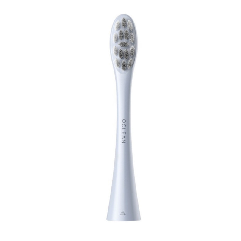 Комплект 2 бр резервни глави за електрическа четка за зъби Oclean Professional Clean Brush Head, Твърда, DuPont влакна, Грижа за езика, Сив