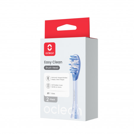 Комплект 2 бр резервни глави за четка за зъби Oclean Easy Clean P1K1, Твърди, Силиконово покритие, Син