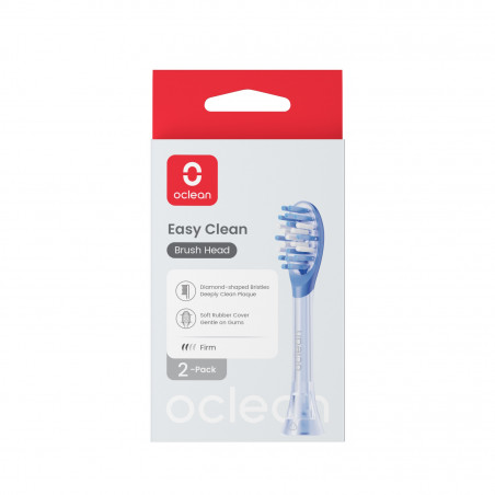 Комплект 2 бр резервни глави за четка за зъби Oclean Easy Clean P1K1, Твърди, Силиконово покритие, Син