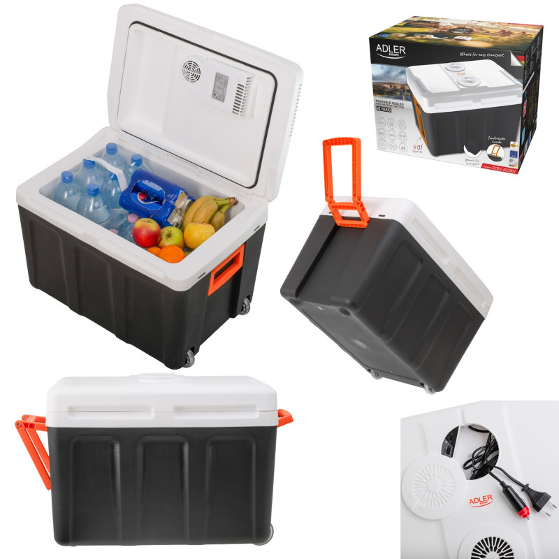 Хладилна кутия Adler AD 8090, 40 л, 58 W, 12/220/240V, Климатичен клас N, Специална изолация C5H10, Сив