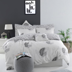 Спален комплект Eponj Home 143EPJ4809, 65% памук, 35% полиестер, 3 части, Завивка 200х220 см, 2 Калъфки 50х70 см, Сив/бял