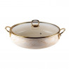 Плитка тенджера Goldmann GM 8040-26B, 26 см, 4л, Емайлирана стомана, Стъклен капак, Индукция, Бял/златист