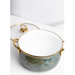 Тенджера Goldmann GM 8017-26G, 8.5л, 26х16 см, Емайлирана, Индукция, Стъклен капак, Изумрудено зелено