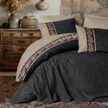 Спален комплект Cotton Box 129CTN4828, 100% памук, 4 части, Завивка 200х220 см, Чаршаф 240х260 см, Калъфка 50х70 см, Бежов
