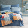 Спален комплект Cotton Box 129CTN4405, 100% памук, 4 части, Завивка 200х220 см, Чаршаф 240х260 см, Калъфка 50х70 см, Син/оранжев