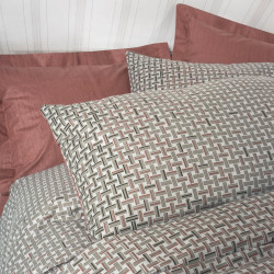 Спален комплект Cotton Box 129CTN4726, 100% памук, 3 части, Завивка 160х220 см, Чаршаф 100х200+30 см, Калъфка 50х70 см, Сив/червен