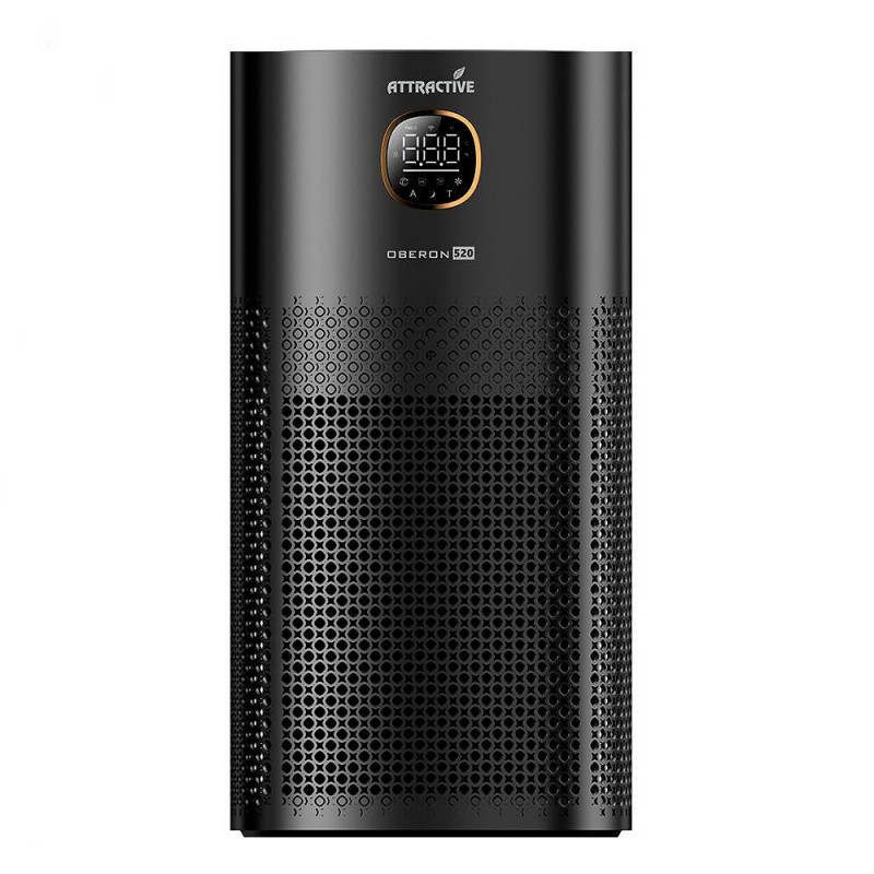 Пречиствател за въздух Attractive OBERON 520, 50W, За до 62 м2, Wi-Fi, 5 скорости, Таймер, Нощен режим, Дистанционно, Интелигентен сензор за замърсяване, Черен