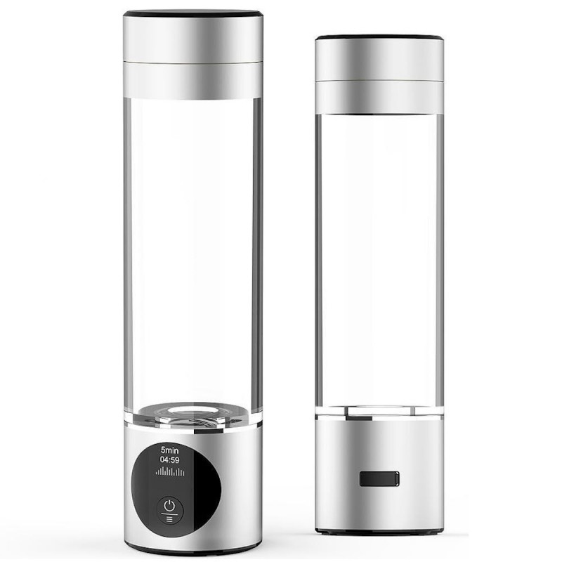 Преносима бутилка за водородна вода Elixir,1.2W, Батерия 1800 mAh, 260 мл, OLED дисплей, USB зареждане, Сребрист
