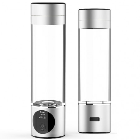 Преносима бутилка за водородна вода Elixir,1.2W, Батерия 1800 mAh, 260 мл, OLED дисплей, USB зареждане, Сребрист
