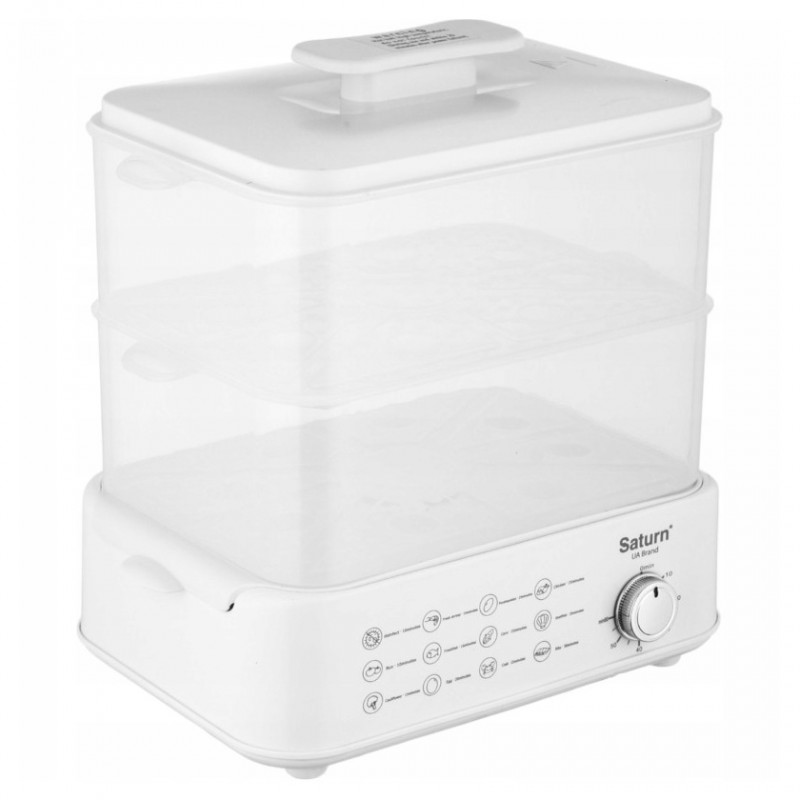 Уред за готвене на пара Saturn ST-EC1187, 1500W, 12 л, Автоматично спиране, Индикатор за ниво на водата, Бял