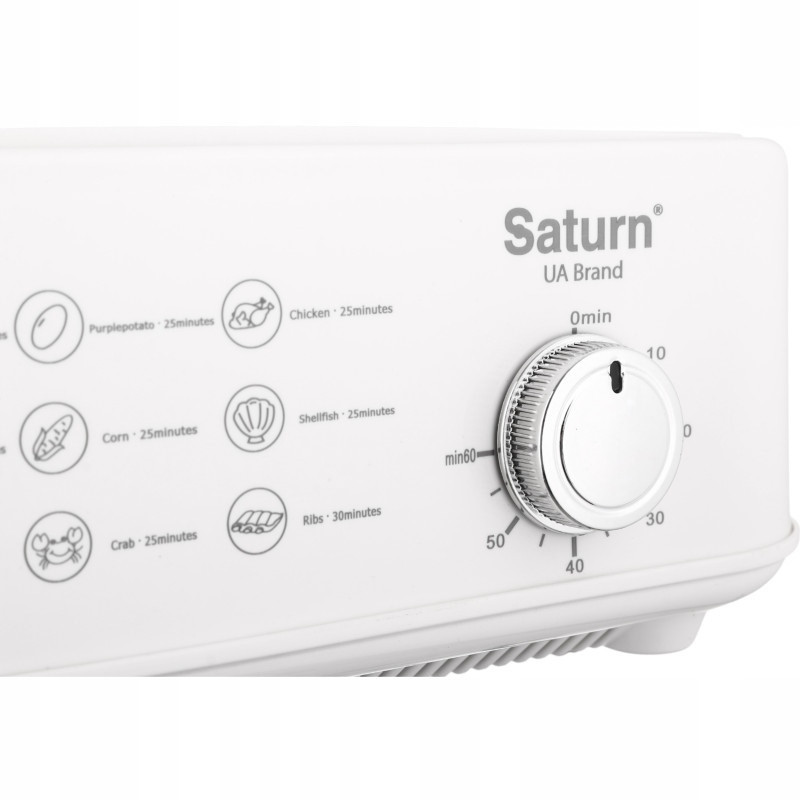 Уред за готвене на пара Saturn ST-EC1187, 1500W, 12 л, Автоматично спиране, Индикатор за ниво на водата, Бял