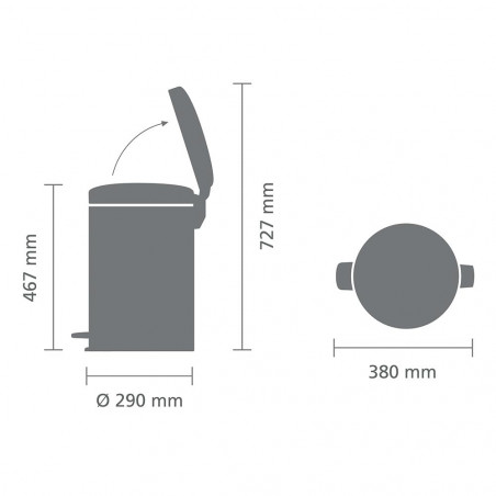 Кош за боклук с педал Brabantia NewIcon 649047, 20 л, Плавно затваряне, Противоплъзгаща основа, Метална вътрешна кофа, Бял