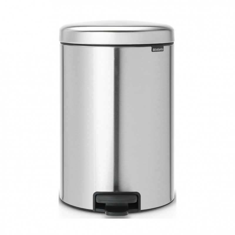 Кош за боклук с педал Brabantia NewIcon 649046, 20 л, Плавно затваряне, Противоплъзгаща основа, Устойчив на пръстови отпечатъци, Инокс/Мат
