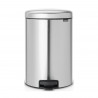 Кош за боклук с педал Brabantia NewIcon 649046, 20 л, Плавно затваряне, Противоплъзгаща основа, Устойчив на пръстови отпечатъци, Инокс/Мат