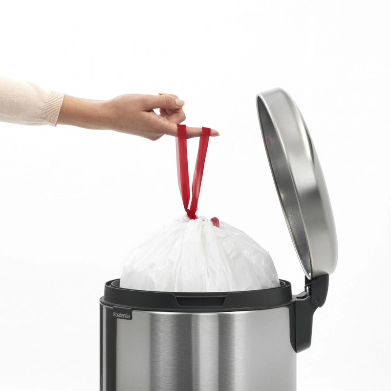 Кош за боклук с педал Brabantia NewIcon 649046, 20 л, Плавно затваряне, Противоплъзгаща основа, Устойчив на пръстови отпечатъци, Инокс/Мат