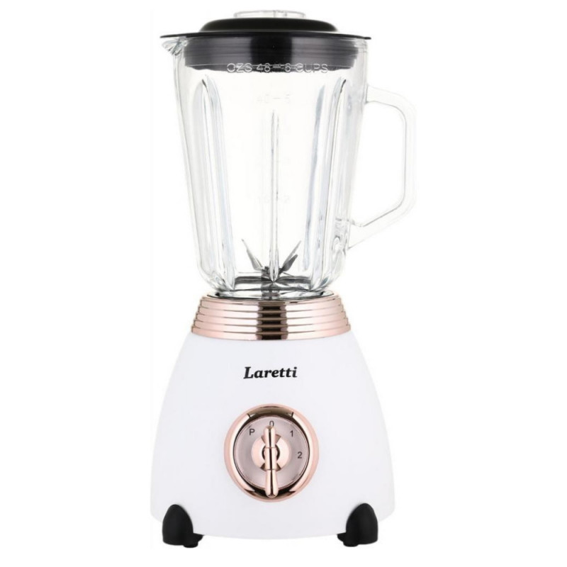 Блендер Laretti LR-FP7310, 500W, 1.5 л, Ножове от неръждаема стомана, 2 скорости + импулс, Заключващ механизъм, Бял