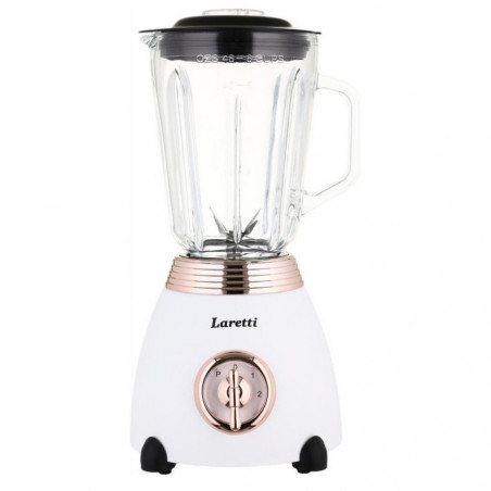 Блендер Laretti LR-FP7310, 500W, 1.5 л, Ножове от неръждаема стомана, 2 скорости + импулс, Заключващ механизъм, Бял