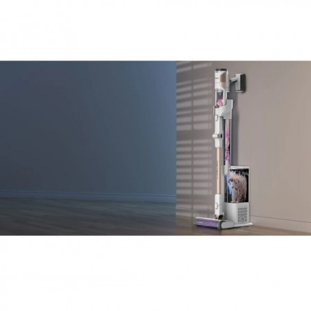 Вертикална прахосмукачка Shark IW3612EU, 240W, 0.42 л, 3 настройки, LED дисплей, Сензори за откриване на невидими замърсявания, Антиалергенно уплътнение, LED, Бял/златист