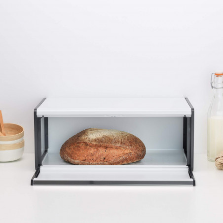 Кутия за хляб Brabantia Fall Front 1003246, 18 л, 46.5х25 см, Стенен монтаж, Без пръстови отпечатъци, Бял