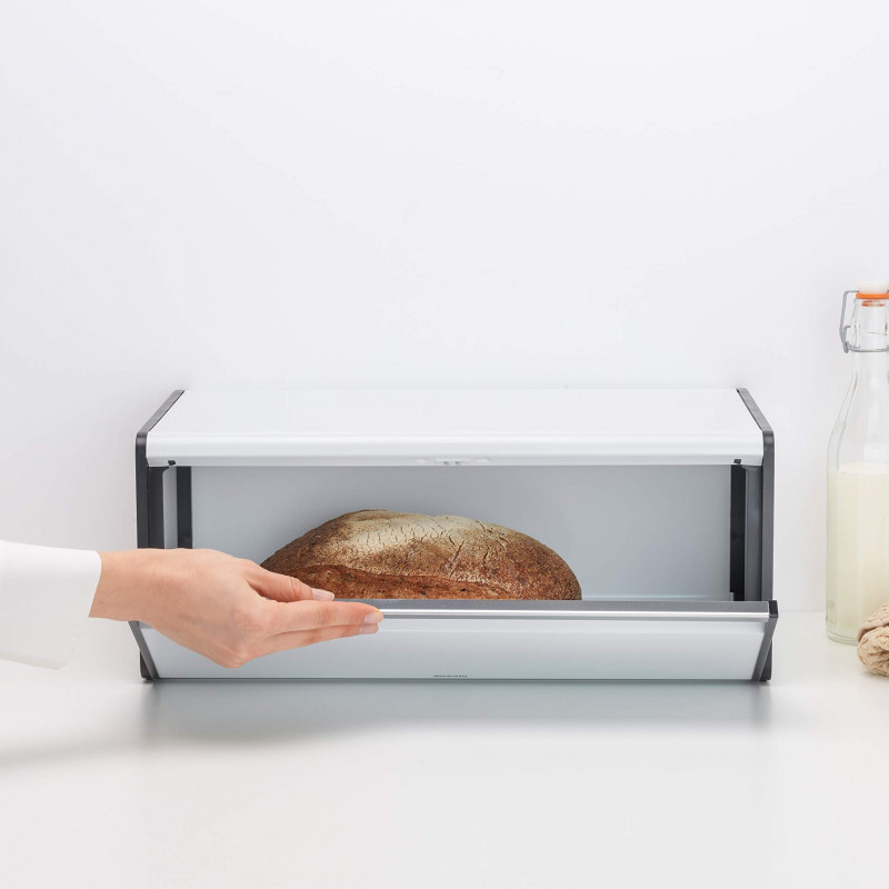 Кутия за хляб Brabantia Fall Front 1003246, 18 л, 46.5х25 см, Стенен монтаж, Без пръстови отпечатъци, Бял