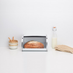 Кутия за хляб Brabantia Roll Top 1003254, 11 л, 31.6x26.5 см, Специална структура, Бял/Инокс