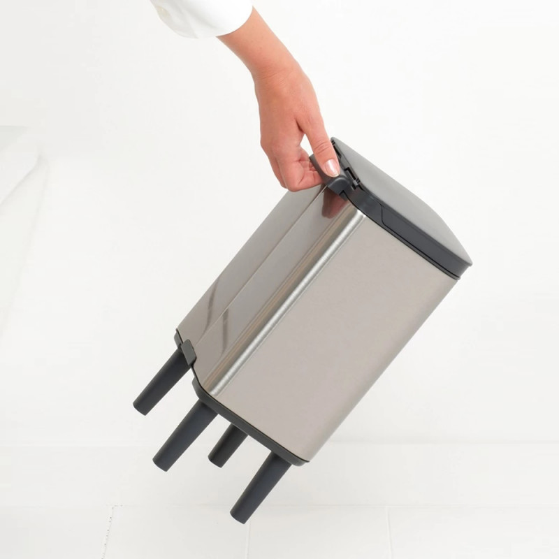 Кош за боклук Brabantia Bo Small Hi 1006642, 4 л, Плавно и безшумно отваряне, Противоплъзгаща основа, Устойчив на пръстови отпечатъци, Инокс/Мат
