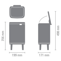 Кош за боклук Brabantia Bo Small Hi 1006642, 4 л, Плавно и безшумно отваряне, Противоплъзгаща основа, Устойчив на пръстови отпечатъци, Инокс/Мат