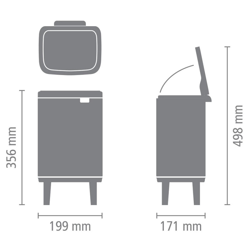 Кош за боклук Brabantia Bo Small Hi 1006642, 4 л, Плавно и безшумно отваряне, Противоплъзгаща основа, Устойчив на пръстови отпечатъци, Инокс/Мат