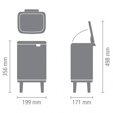 Кош за боклук Brabantia Bo Small Hi 1006642, 4 л, Плавно и безшумно отваряне, Противоплъзгаща основа, Устойчив на пръстови отпечатъци, Инокс/Мат