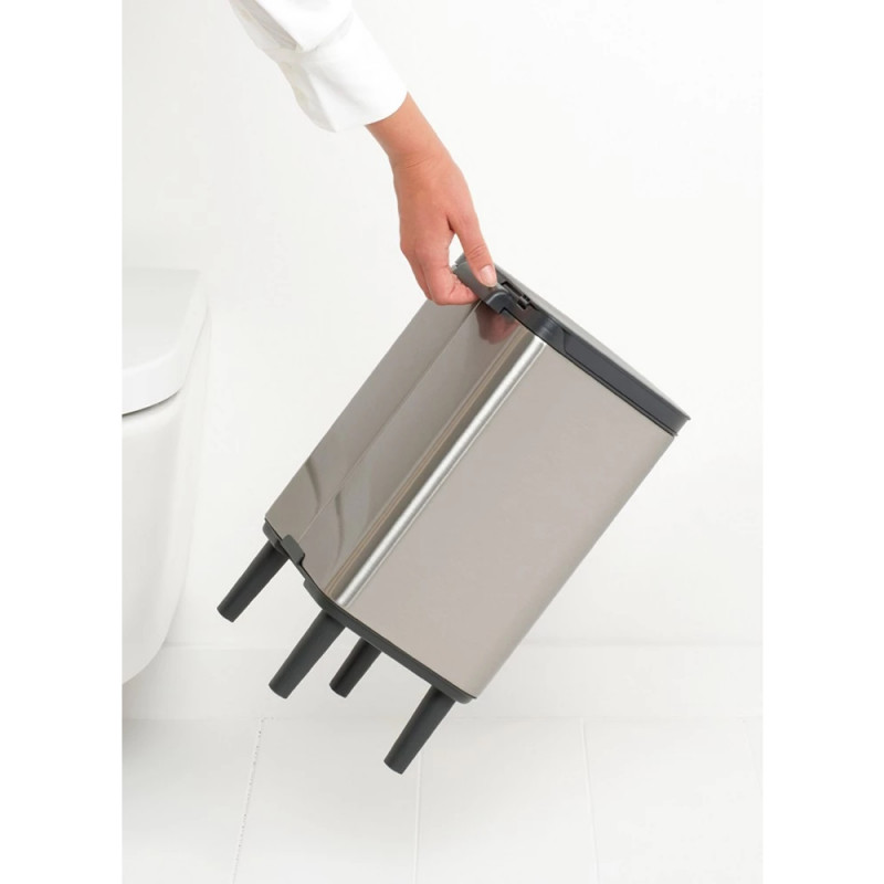 Кош за боклук Brabantia Bo Small Hi 1006646, 7 л, Повдигнат, Плавно и безшумно отваряне, Противоплъзгаща основа, Устойчив на пръстови отпечатъци, Инокс/Мат